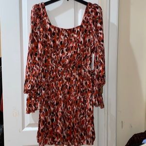 Square neck red puff sleeve dress. New with tags